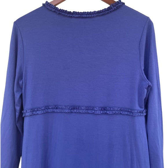 Boden Scoop Neck Blue Viscose‎ Midi Dress Empire Waist Long Sleeved Size 10P - Picture 5 of 7